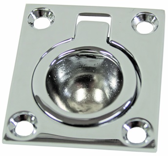 Ring Pull - Flush, Chrome Plated Brass, 43mm x 37mm