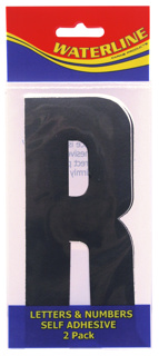 6" Rego Letter R  Black- Pack of 2